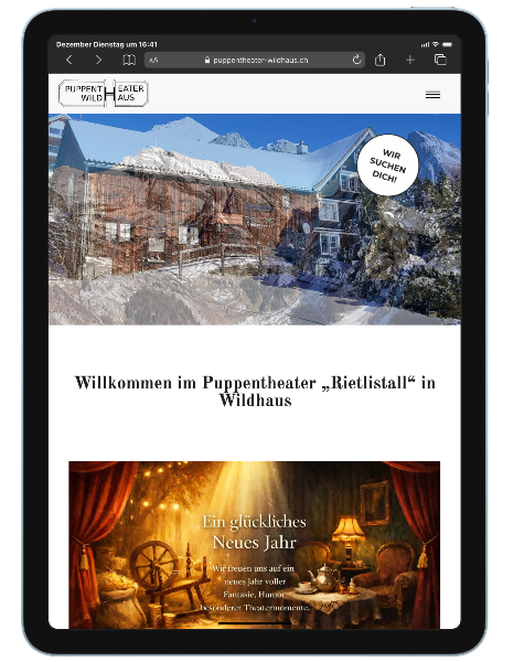 Tablet-Darstellung einer schnellen und responsiven Website mit flexiblem Layout